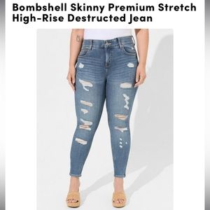 Torrid skinny stretch deconstructed jeans